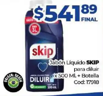 Diarco Skip Jabón Liquido para diluir x 500ml + Botella oferta