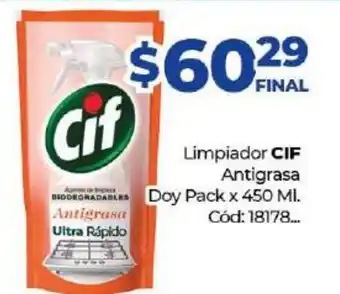 Diarco CIF Limpiador Antigrasa Doy Pack x 450ml oferta