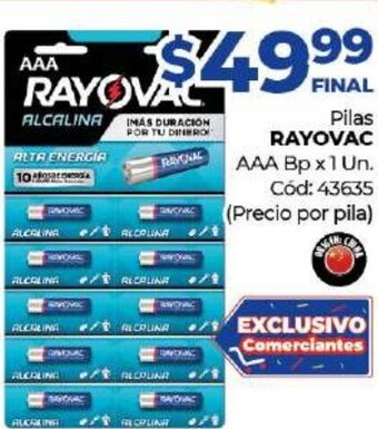 Diarco Rayovac Pilas AAA Bp x 1un oferta