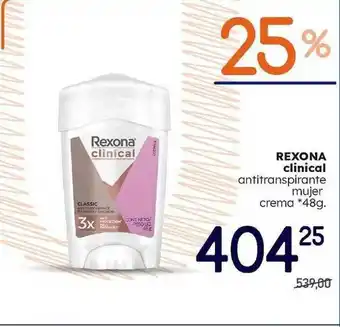Supermercados Monarca Rexona Clinical Antitranspirante Mujer Crema 48g oferta
