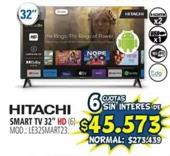 Casa del Audio HITACHI SMART TV 32" HD 6 CUOTAS SIN INTERES DE oferta