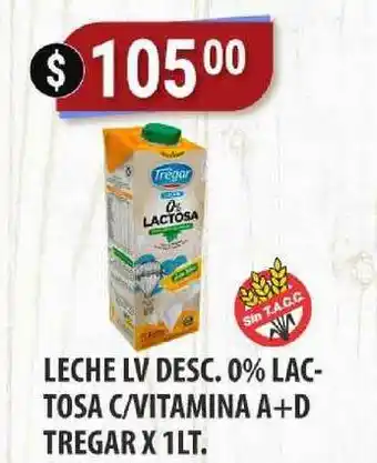 Supermercados Mayor Leche Lv Desc. 0% Lactosa C Vitamina A+d Tregar x 1lt oferta