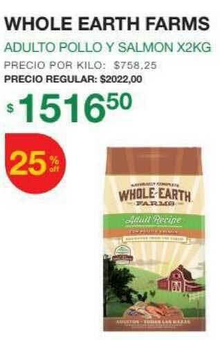 Puppis Whole Earth Farms Adulto Pollo Y Salmon X2kg oferta