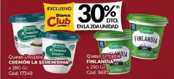 Diarco Queso Untable CREMÓN LA SERENISIMA x 280 Gr. / FINLANDIA 290 Gr. oferta