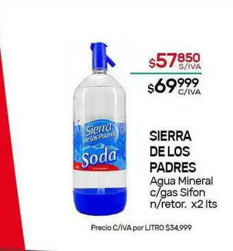 Nini Mayorista Sierra De Los Padres Agua Mineral C Gas Sifon x 2lts oferta