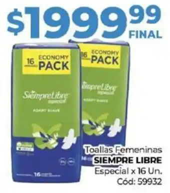 Diarco Toallas Femeninas SIEMPRE LIBRE Especial x 16 Un. oferta