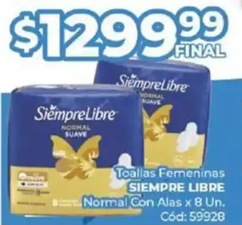 Diarco Toallas Femeninas SIEMPRE LIBRE Normal Con Alas x 8 Un. oferta