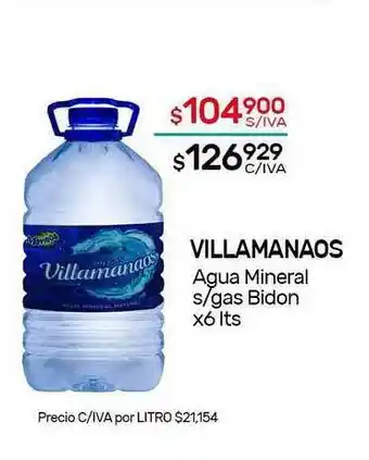 Nini Mayorista Villamanaos Agua Mineral S Gas Bidon x 6lts oferta