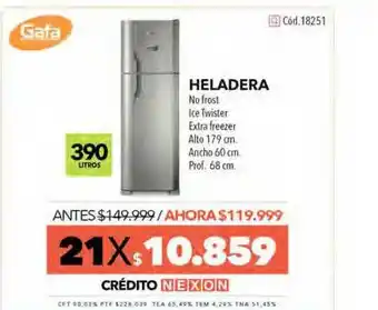 Nexon Heladera No Frost Gafa oferta