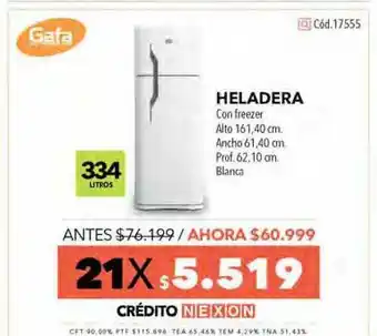 Nexon Heladera Con Freezer Gafa oferta