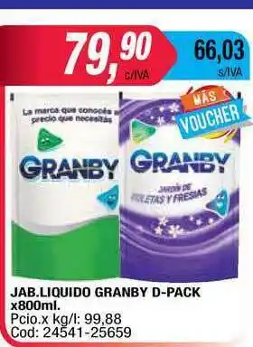 Maxiconsumo Jab.liquido Granby D-pack x 800ml oferta