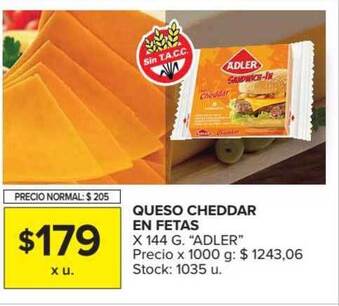 Carrefour Adler Queso Cheddar En Fetas x 144g oferta