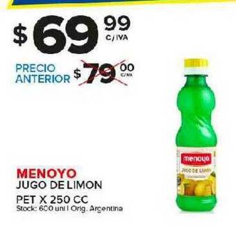 Carrefour Maxi Menoyo Jugo De Limon x 250cc oferta
