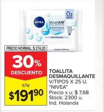 Carrefour Nivea Toallita Desmaquillante x 25u oferta