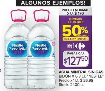 Carrefour Nestlé Agua Mineral Sin Gas x 6.3lt oferta