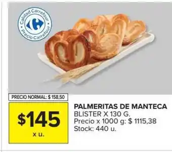 Carrefour Palmeritas de Manteca x 130g oferta