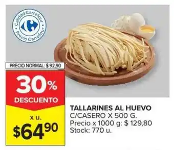 Carrefour Carrefour Tallarines Al Huevo x 500g oferta