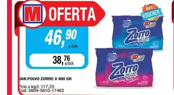 Maxiconsumo Zorro Jabón Polvo x 400gr oferta