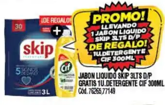 Supermercados Yaguar Skip Jabon Liquido 3lts D/P Gratis oferta