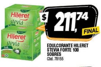 Supermercados Yaguar Hileret Edulcorante Stevia Forte 100 Sobres oferta