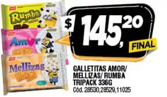Supermercados Yaguar Galletitas Amor/Melizas/Rumba tripack 336g oferta