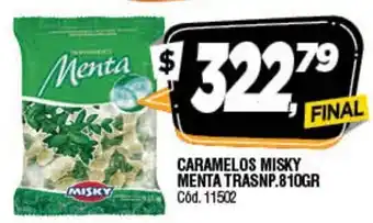 Supermercados Yaguar Caramelos Misky Menta Trasnp 810gr oferta