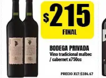 Supermayorista Vital Bodega Privada Vino Tradicional malbec/cabernet x 750cc oferta