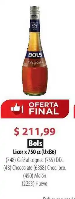 Parodi Bols Licor x 750cc oferta