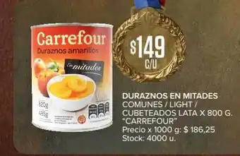 Carrefour Market Carrefour Duraznos En Mitades Comunes - Light - Cubeteados Lata x 800g oferta
