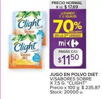 Carrefour Market Clight Jugo En Polvo Diet V-sabores Sobre x 7,5g oferta