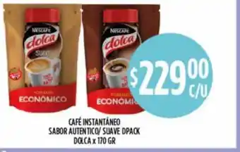 Supermercados Toledo Café Instantáneo Sabor Autentico-suave Dpack Dolca x 170gr oferta
