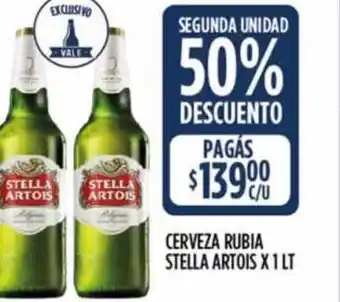 Supermercados Toledo Cerveza Rubia Stella Artois x 1lt oferta