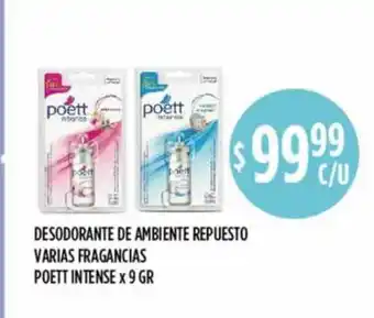 Supermercados Toledo Desodorante De Ambiente Repuesto Varias Fragancias Poett Intense 9gr oferta