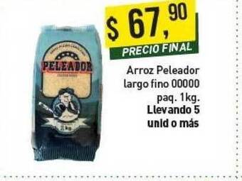 Supermercados Damesco Arroz Peleador Largo Fino 00000 Paq. 1kg oferta