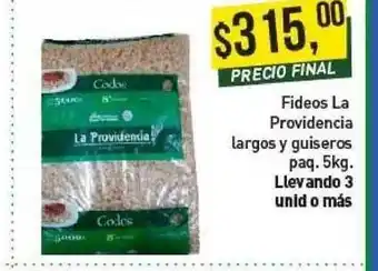 Supermercados Damesco Fideos La Providencia Largos Y Guiseros Paq. 5kg oferta