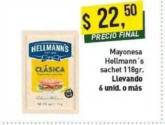 Supermercados Damesco Mayonesa Hellmann's Sachet 118gr oferta