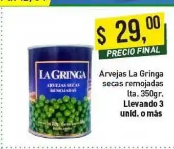 Supermercados Damesco Arvejas La Gringa Secas Remojadas Lta. 350gr oferta