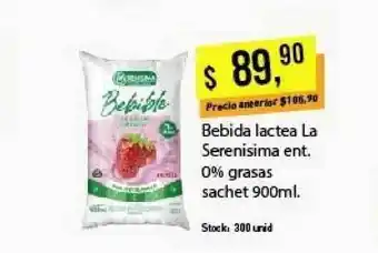 Supermercados Damesco Bebida Lactea La Serenisima Ent. 0% Grasas Sachet 900ml oferta