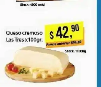 Supermercados Damesco Queso Cremoso Las Tres x100gr oferta