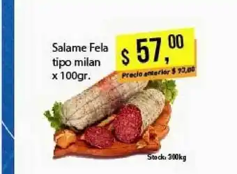 Supermercados Damesco Salame Fela Tipo Milan 100gr oferta