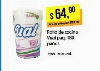 Supermercados Damesco Rollo De Cocina Vual Paq. 180 Paños oferta