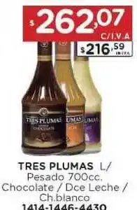 Hipermay Tres Plumas L/Pesado 700cc Chocolate / Dce Leche / Ch. blanco oferta