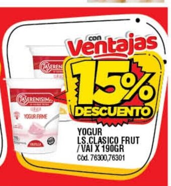 Supermercados Yaguar Yogur LS. Clasico Frut/Vai x 190gr oferta