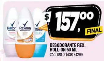 Supermercados Yaguar Rexona Desodorante Roll-On 50 ml oferta