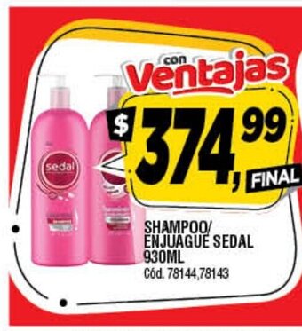 Supermercados Yaguar Shampoo/Enjuague Sedal 930ml oferta