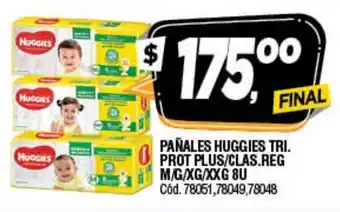 Supermercados Yaguar Huggies Pañales Tri, Prot Plus/Clas.Reg M/G/XG/XXG 8U oferta