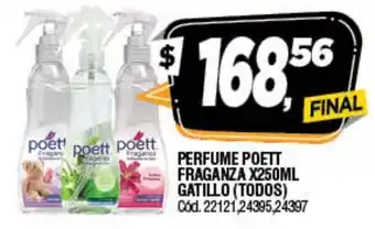 Supermercados Yaguar Poett Perfume Fraganza x 250ml Gatillo (Todos) oferta