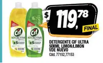Supermercados Yaguar Cif Detergente Ultra 500ml Limon/Limon VDE Nuevo oferta