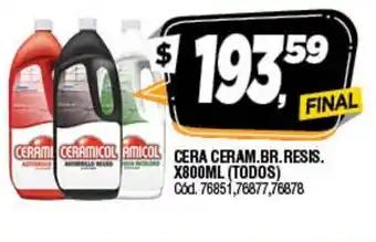 Supermercados Yaguar Cera Ceram. BR. Resis. x 300ml (Todos) oferta