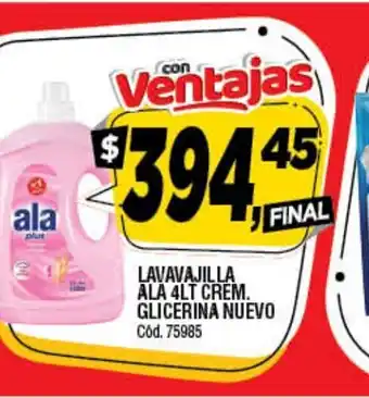 Supermercados Yaguar Ala Lavavajilla 4 Lt Crem. Glicerina Nuevo oferta